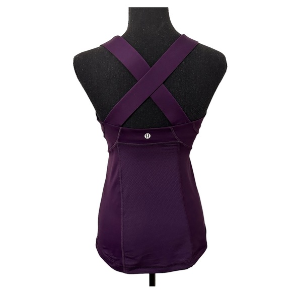 Lululemon Push Your Limits CrissCross Razorback Deep Purple Tank Size 6 EUC $40 - Picture 2 of 10